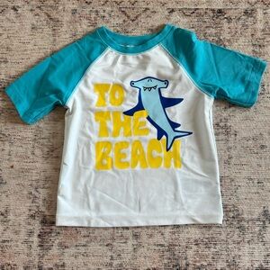 Old Navy Blue and White Rashguard with Shark Design